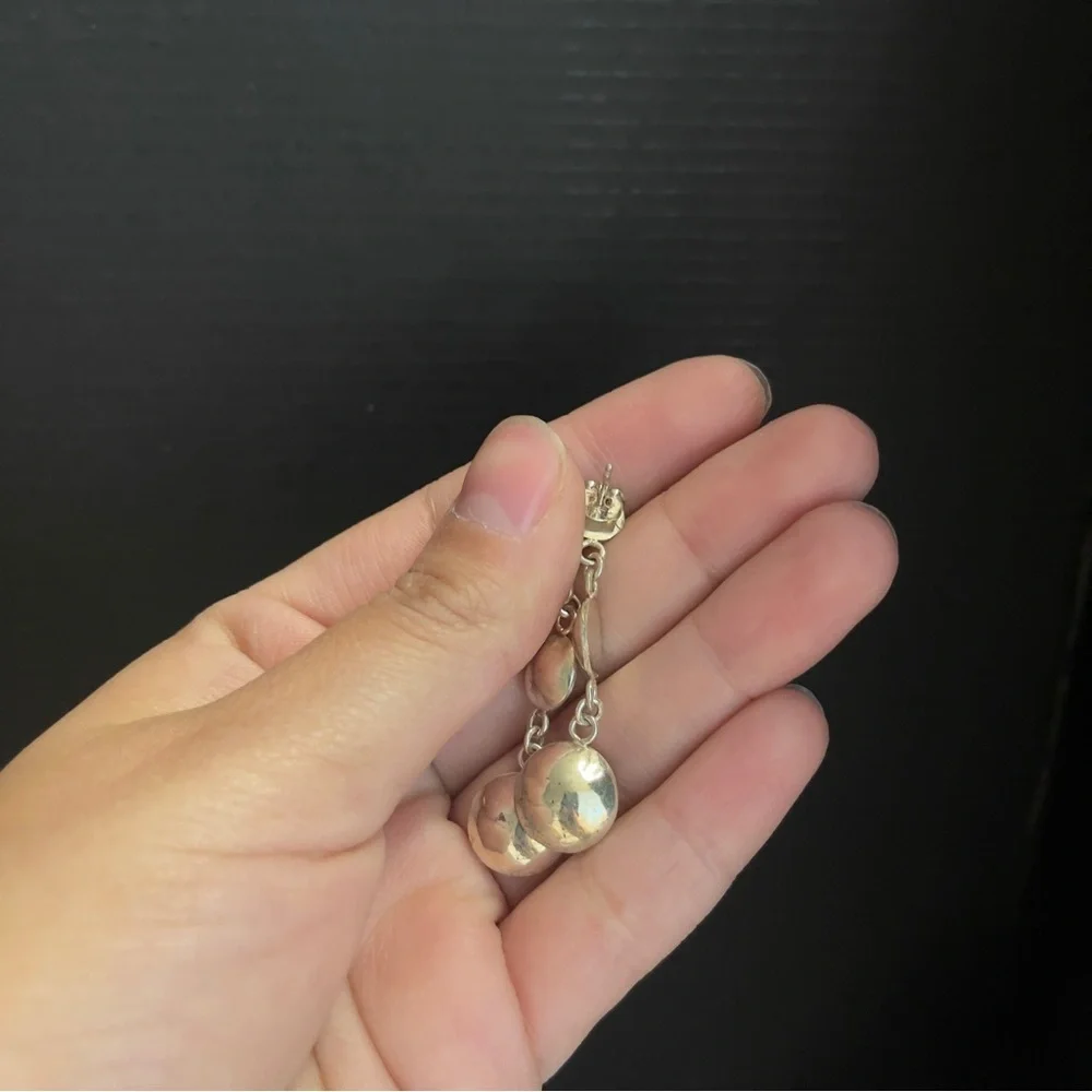 Sterling Silver Chandelier Circle Three Dangle Drop Earrings